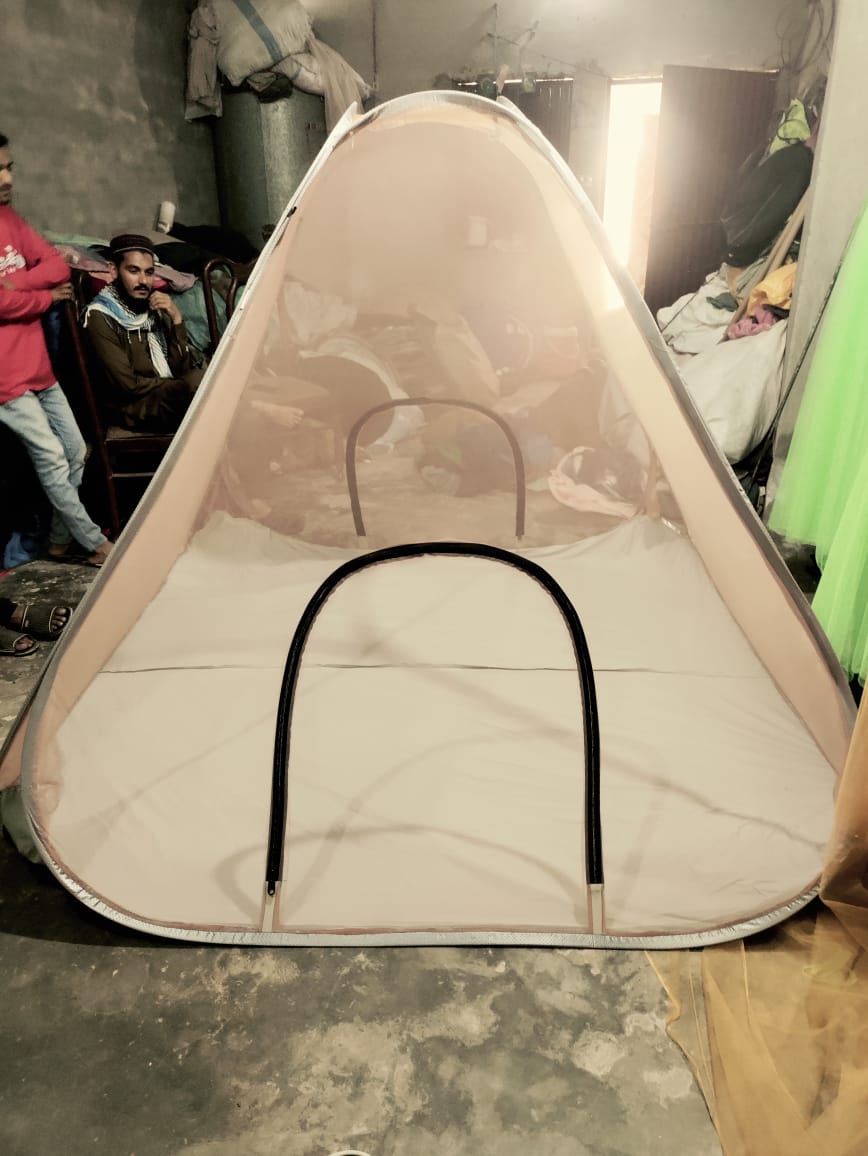 Premium King Size Foldable Mosquito Net | Double Bed Machar Dani | Durable 30GSM Polyester & Steel Frame – Blue